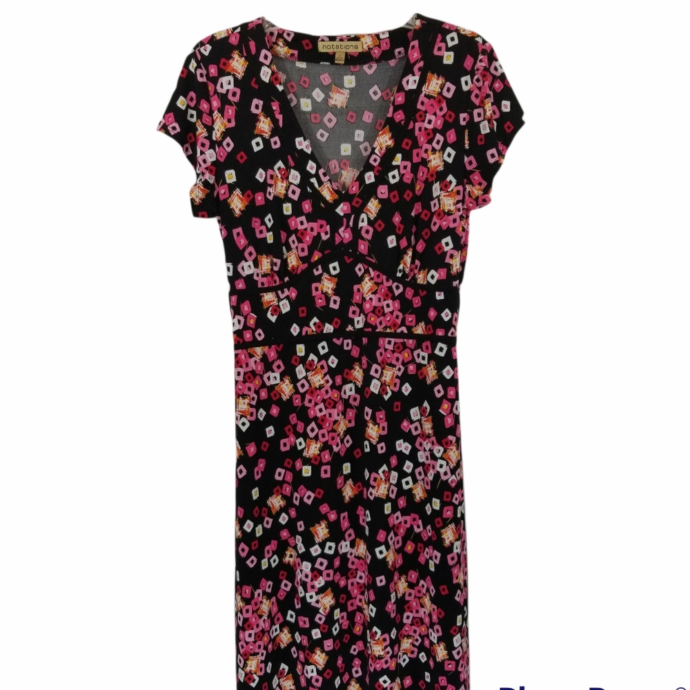 NOTATIONS Dress Black And Pink Squares Size Large.